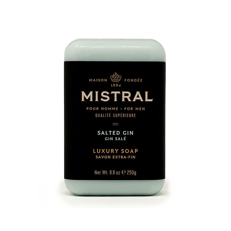 Mistral Salted Gin Luxury Bar Soap for Men | Menâ€™s Natural Soap Bar | Paraben, Phthalates Free | Moisturizing & Triple-Milled Natural Soap for Men - Made in France | Large, 8.8 oz - Image 1